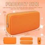 Nylon Small Makeup Bag Cosmetic Zipper Pouch for Purse, Preppy Makeup Bag Compact Make up Pouch Toiletry Bag, Waterproof Zipper Purse Travel Coin Pouch Storage Bag for Women Girls Teens(Orange)