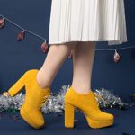 Perphy Platform Chunky Heel Lace Up Ankle Booties for Women 7 Yellow