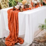 6Pack Cheesecloth Table Runner, Orange Rustic Gauze Table Runner 35″x120″Cheesecloth Gauze Table Runner, Cheesecloth Boho Table Runner for Wedding,Baby Shower Birthday Party Decor(Orange)