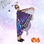 Tibeha Butterfly Wings Costume for Girls – Halloween Cape Kid with Mask, Head Clips, Antenna Headband