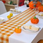 Snowkingdom 13×72 Inch Fall Table Runner Orange White Buffalo Check Plaid Table Runners Autumn Thanksgiving Harvest Home Decor Farmhouse Dinning Room Decoration