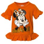 Disney Minnie Mouse Toddler Girls Peplum T-Shirt and Bike Shorts Outfit Set Orange Leopard 4T