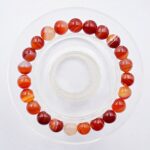AD Beads Natural Gemstone Round Beads Stretch Bracelet Healing Reiki 8mm (Red Orange Agate)