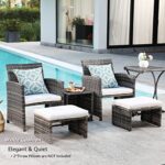 OC Orange-Casual 6 Piece Patio Furniture Conversation Set with Ottoman, Outdoor Grey Wicker Chair and Table Set, Balcony Furniture for Apartments