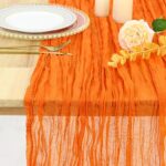 PATYDEST Orange Cheesecloth Table Runner 10FT Rustic Gauze Table Runner Cheesecloth Fabric Burnt Orange Halloween Cheese Clothes Cheesecloth Runner Boho Table Cloth Runner for Birthday Wedding Banquet