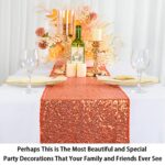 ShinyBeauty Orange Sequin Table Runner-12 by 72-Inch,Custom Handmake Elegant Wedding Event Table Runner Orange