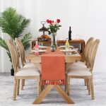 Rustic Farmhouse Style Table Runner, Boho Thick Burlap Linen Washable Table Runners 72 Inches Long for Dining Room Decorations, Dresser, Bedroom Decor and Holiday Party Centerpiece – Burnt Orange