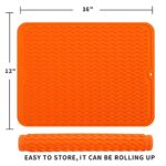 MicoYang Silicone Dish Drying Mat for Multiple Usage,Easy clean,Eco-friendly,Heat-resistant Silicone Mat for Kitchen Counter or Sink,Refrigerator or drawer liner Orange L 16 inches x 12 inches