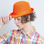 The Hat Depot Light Weight Classic Soft Cool Mesh Crushable Fedora hat (S/M, Orange)