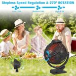 Camping Fan With Light 2023 Upgraded,10000mah Battery Operated Fan Rechargeable Fan,Quiet and Strong Wind Clip Fan for Bed, Outside Fan With Hook Usb Fan For Bedroom Outdoor Tents Desk Fan ( Orange )