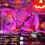 Joomer Orange Purple Halloween Lights 100FT 300 LED Connectable Halloween String Lights with 8 Modes Timer Waterproof Plug-in Orange Purple String Lights for Indoor Outdoor Halloween Decorations