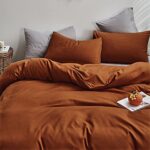 Houseri Rust Comforter Set King Burnt Orange Bedding Comforter Sets Terracotta Comforter Cinnamon Bedding King Solid Color Reddish Brown Bedding for Women Men Caramel Bed Comforters Quilts King