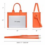 NPBAG The Tote Bag for Women, PU Leather Handbag with Zipper, Crossbody Shoulder Bag for Travel, School, Work, Top-Handle Trendy Purse (M Orange)