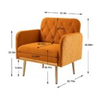 HomSof Orange Modern Velvet Accent Chair High Back Armchair Leisure Single Sofa with Rose Golden Legs