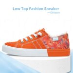 Obtaom Womens Colour Blocking Play Canvas Sneakers Cute Tie Dye Splicing Slip on Shoes Comfortable Multi Walking Shoes for Lady(Orange,US9)