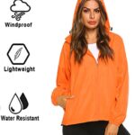 Zeagoo Women Rain Jacket Waterproof Lined Rain Coat Hooded Windbreaker Trench Outdoor Long Active Orange S