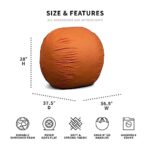 Big Joe Fuf Medium Foam Filled Bean Bag Chair with Removable Cover, Collegiate Burnt Orange Lenox, Durable Woven Polyester, 3 feet Big