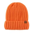 Home Prefer Mens Winter Hat Fleece Knit Beanie Hat Warm Stocking Caps Men Women (Orange)