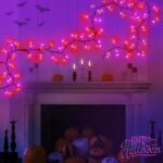 9 Ft 72 LED Halloween Willow Vine Twig Decoration Garland, Bendable Branches Lights with Bat Lights in 8 Modes & Timer, Battery Operated for Home Wall Indoor Fireplace Window