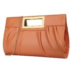 KKXIU Women Clutch Purse Elegant Pleated Evening Bag for Wedding Prom Bridal with Chain Strap (Orange)