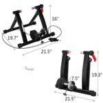 Topeakmart Magnetic Bike Trainer Stand Portable Bicycle Exercise Training Foldable Indoor Cycling Trainer w/Quick Release & Front Wheel Riser Block