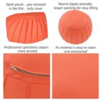 Comfortland Unstuffed Ottoman Pouf Cover, Faux Leather Poufs for Living Room, Large Round Foot Rest, Floor Storage Poof, Bean Bag Ottomans (Empty & New) for Bedroom, or Gifts Orange