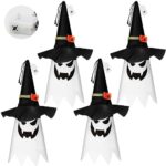 Arperles Halloween Decorations Outdoor Halloween Decor Hanging Outdoor String Lights Glowing Ghost Witch Hat Halloween Decorations Indoor Ornaments Halloween Lights for Home Tree Garden Yard (4Pcs)