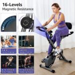 KURONO Stationary Exercise Bike for Home Workout | 4 IN 1 Foldable Indoor Cycling Spin Bike for Seniors | 330LB Capacity, 16-Level Magnetic Resistance, Seat Backrest Adjustments