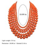 JHWZAIY 5 Layered Beaded Statement Chunky Necklaces For Women – Multi Strand Colorful Bead Layered Bib Necklace For Women Fashion Jewelry Costume Earring Set (Orange)