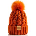 REDESS Women Winter Pompom Beanie Hat Fleece Lined Warm Hats, Thick Slouchy Snow Knit Crossed Cap for Ladies…
