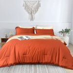 CrushHomes Terracotta Tassel Comforter Set Twin, Boho Fringe Tufted Farmhouse Bedding Sets 3 Pcs, Soft Microfiber Burnt Orange Western Lightweight Bed Set?1 Comforter and 1 Pillowcases