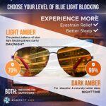 ELEMENT LUX Blue Light Blocking Glasses 99% Amber Dark Blue Blocker Glasses – For Better Sleep, Eye Strain, Migraine Relief, Gaming, Computer Screen Filter – Men and Women (Large-XL)