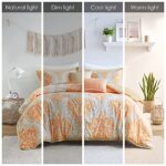 Intelligent Design Senna Comforter Set King/Cal King Size – Orange/Taupe, Damask – 5 Piece Bed Sets – Ultra Soft – All Season Comforter Set Bedding