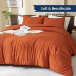 Paxrac Burnt Orange Comforter Set King, 3 Pieces Terracotta Lightweight Comforter, Rust Bedding for King Size Bed Set, Soft Solid Comforter Set for All Seasons (1Comforter & 2 Pillowcases)