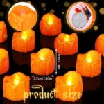 48 Pieces Halloween Flameless Tea Lights Candle Battery Operated Pumpkins Tea Lights Candles LED Melting Votive Small Dripping Candles for Halloween Party Decor