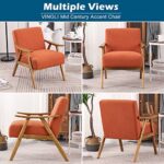 VINGLI Burnt Orange Accent Chairs Set of 2, Retro Mid Century Lounge Chairs for Living Room, Sturdy Upholstered Solid Wood Boho Farmhouse Armchairs for Bedroom/Reception