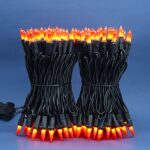 SWEET SHINE Orange Incandescent Christmas Lights, 200 Lights 66 ft Black Wire, Pack of 2 Strands 100 Count UL Listed Halloween String Light (Orange)