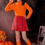 BesserBay Halloween Little Girls vlma Cosplay Orange Turtleneck Long Sleeve Costume Top with Skirt 4 Years