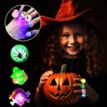 Ynrriiy Halloween Light Up Rings for Kids, Halloween Flashing Ring Toys for Kids, Grow in the Dark Ring Bulk Toys for Kids Halloween Party Favor Best Gifts Treats Goodie Bag Fillers Prizes