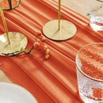 BOXAN Gorgeous Pumkin Orange Sheer Table Runner 30×120 Inch for Romantic Wedding Decor, Bridal Shower, Birthday Party, Fall Vintage Autumn Thankgiving Dining Table Decorations