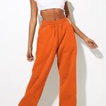 AUTOMET Orange Baggy Sweatpants for Women Fall Athletic Lounge Pants with Pockets