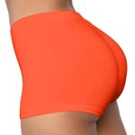 BORIFLORS Women’s Sexy Workout Gym Biker Elastic Waist Booty Shorts, Medium,Orange