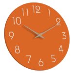 Mosewa Modern Wall Clock – Silent Non-Ticking 10 Inch Wall Clocks Battery Operated – Wooden Clock Decorative for Kitchen,Home,Bedrooms,Office(10″ Orange)