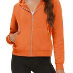 MAGCOMSEN Womens Hoodies Zip Up Cropped Fleece Sweatshirt Running Lounging Winter Orange L