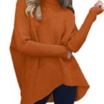 ANRABESS Womens Long Sleeve Turtle Neck Casual Cozy Knitted Oversized Pullover Chunky Warm 2023 Fall Fashion Clothes Winter Sweaters Tunic Trendy Outfits A87Zhuanhong-M Orange Rust