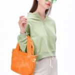 YIKOEE Mini Corduroy Tote Bag for Women Cute Small Tote Bags(Orange)