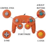 ONE250 2 Pack Classic Shock Joypad Wired Controller, Compatible with Wii NGC Gamecube Game Cube (Orange & Pink)