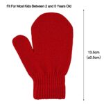 MENOLY 4 Pairs Toddler Magic Stretch Mittens Winter Warm Kids Knit Gloves for Little Girls Boys