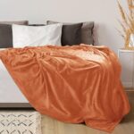 Utopia Bedding Fleece Blanket King Size Burnt Orange 300GSM Luxury Fuzzy Soft Anti-Static Microfiber Bed Blanket (90×102 Inches)