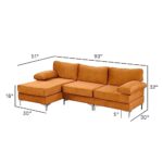 Casa Andrea Milano Modern L-Shape Velvet Fabric Sectional Sofa Extra Wide Chaise, Couch for Living Room Apartment Lounge, Large, Orange